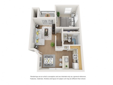 1 Bedroom 1 Bath Floor Plan at Ascent on Peoria, Phoenix, AZ